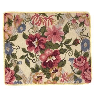 Multi Floral Needlepoint Pillow Case